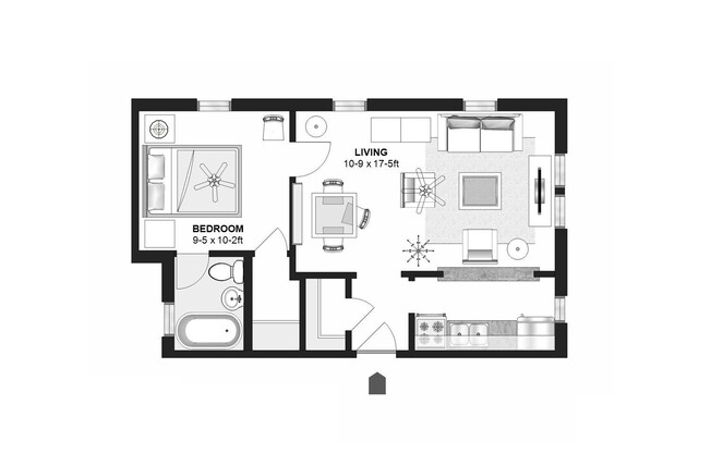 1 bed, 1 bath, 435 sqft, $850, Unit 207