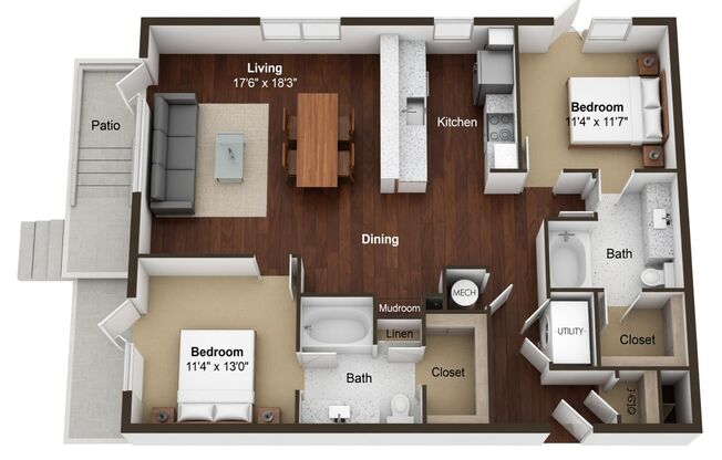 2 beds, 2 baths, 1,293 sqft, $2,987