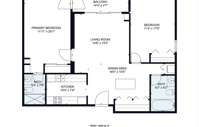 2 beds, 2 baths, 1,100 sqft, $3,000, Unit 401