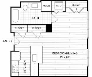 Studio, 1 bath, 549 sqft, $2,495