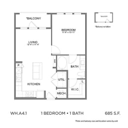 1 bed, 1 bath, 685 sqft, $1,676