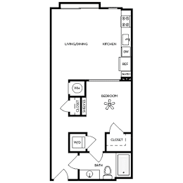 1 bed, 1 bath, 630 sqft, $1,540