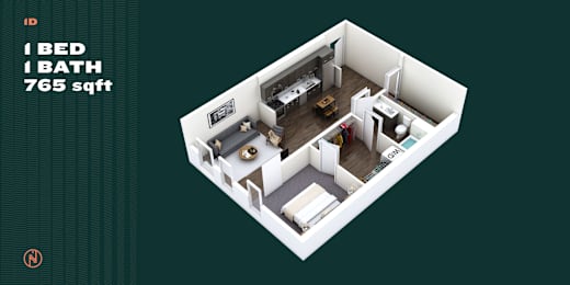 1 bed, 1 bath, 765 sqft, $1,961