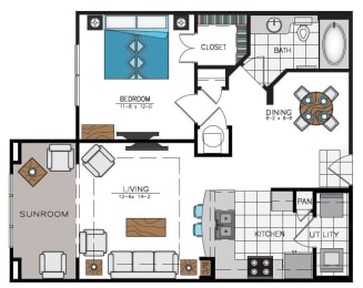 1 bed, 1 bath, 872 sqft, $1,236