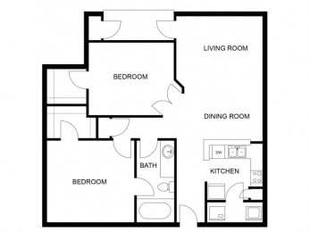 2 beds, 1 bath, 893 sqft, $1,400
