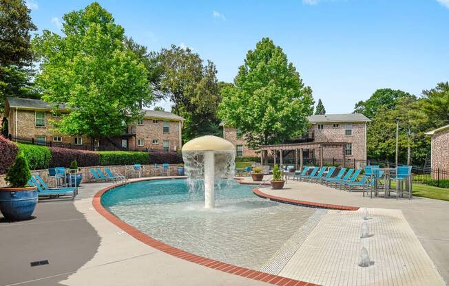 Pool Area With Fountain at Artesian East Village, Atlanta, GA