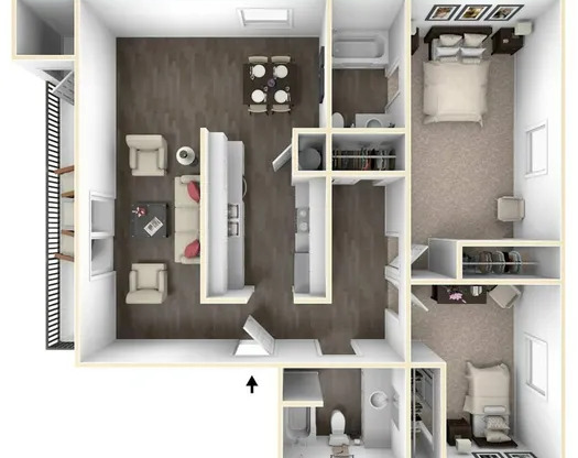 2 beds, 2 baths, 1,000 sqft, $1,189