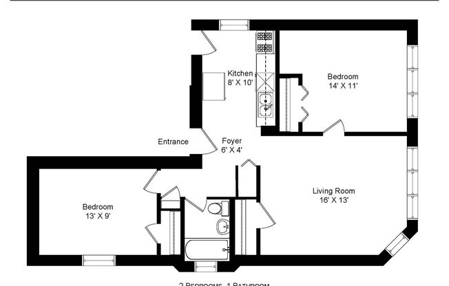 2 beds, 1 bath, 850 sqft, $2,100, Unit 5208L-2