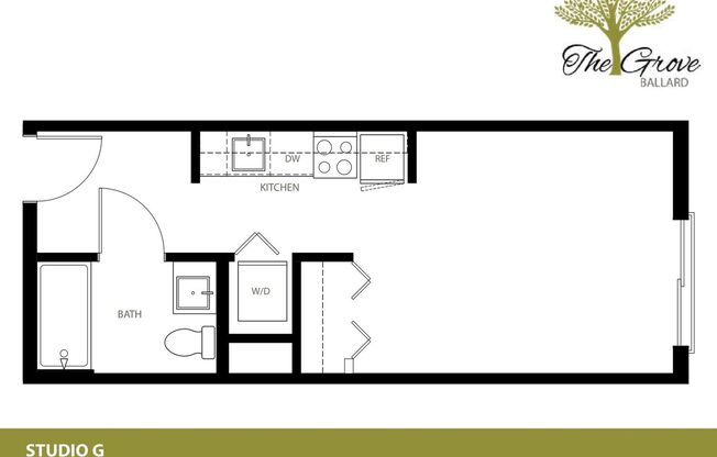 Studio, 1 bath, 322 sqft, $1,395, Unit 211