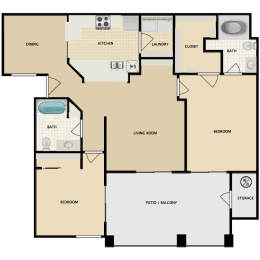 2 beds, 2 baths, 1,137 sqft, $1,746