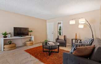 Welcoming living room at River Oaks in Oceanside, CA