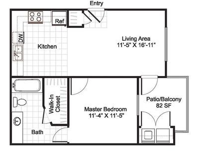 1 bed, 1 bath, 587 sqft, $947