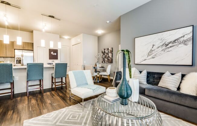 living room space in our luxury las colinas apartments