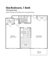 1 bed, 1 bath, 730 sqft, $1,264