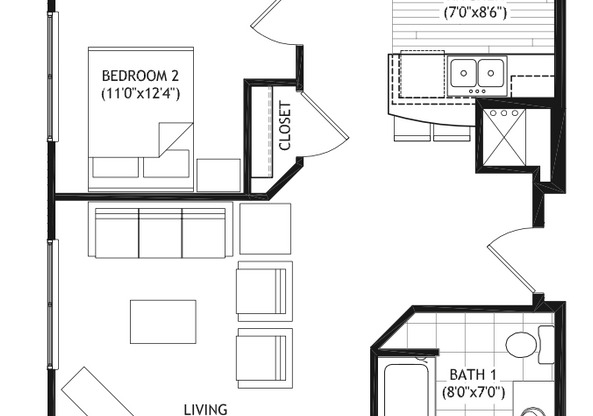 3 beds, 2 baths, 976 sqft, $4,875, Unit 1303