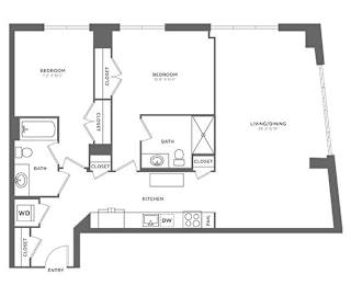 2 beds, 2 baths, 1,161 sqft, $3,695