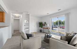 Spacious Living Area with Carpet