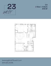 2 beds, 2 baths, 978 sqft, $3,220