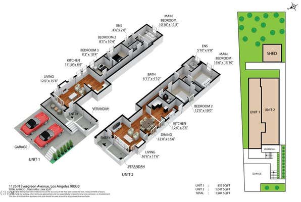 2 beds, 2 baths, 1,047 sqft, $2,975, Unit 1/2