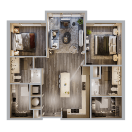 2 beds, 2 baths, 1,091 sqft, $2,245