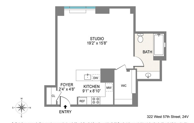 Studio, 1 bath, 615 sqft, $4,500, Unit 24V