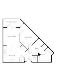 1 bed, 1 bath, 691 sqft, $1,555