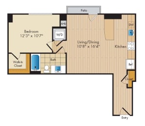 Floor Plan 1 Bed 1 Bath