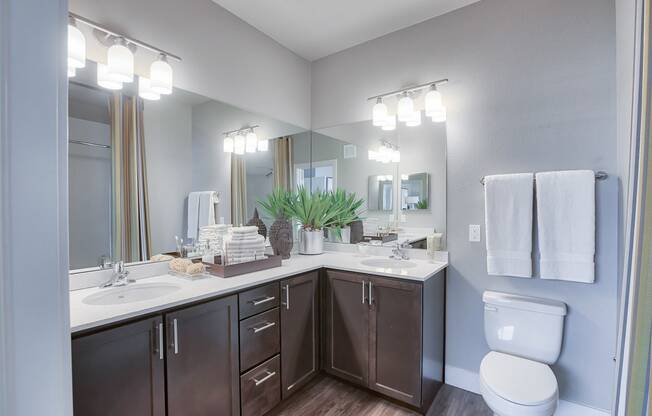 Designer Light Fixtures and Double Vanity at Retreat at the Flatirons, Broomfield, CO