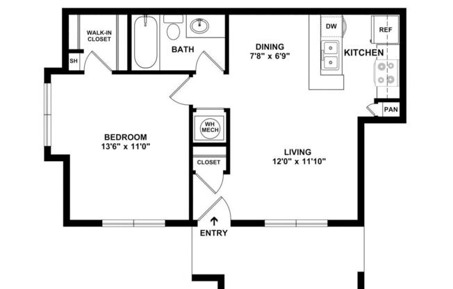 1 bed, 1 bath, 593 sqft, $1,125