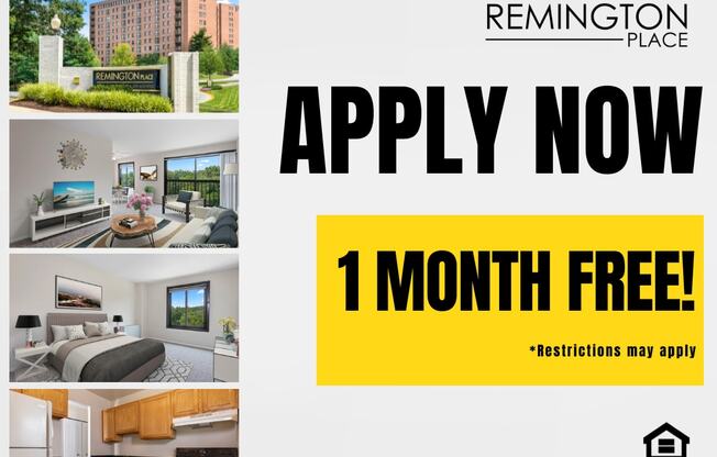 A flyer for Remington Place advertises a limited time offer for a free month.