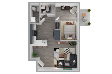 Studio, 1 bath, 520 sqft, $1,730