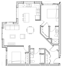 2 beds, 2 baths, 999 sqft, $2,299