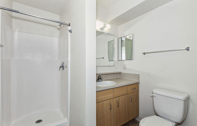 a bathroom with a walk-in shower