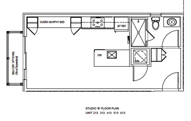 Studio, 1 bath, 427 sqft, $1,572, Unit 213