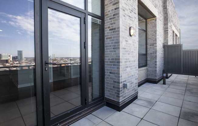 Private balcony view from The Pepper Building apartments at 1830 Lombard Street, offering luxury living in a Rittenhouse Square apartment building.