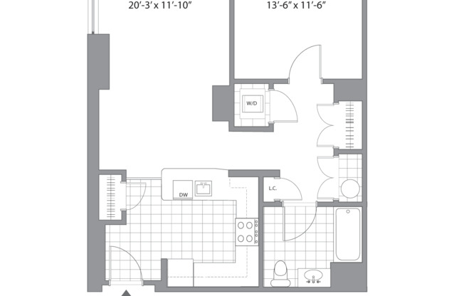 1 bed, 1 bath, 726 sqft, $2,309