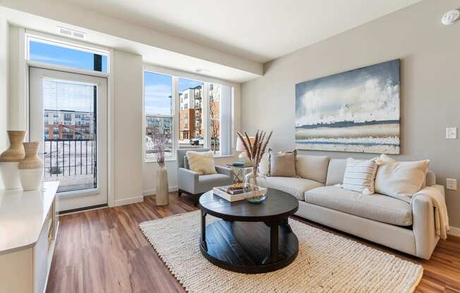 Modern Living Room at Harbor at Twin Lakes 55+ Apartments, Roseville