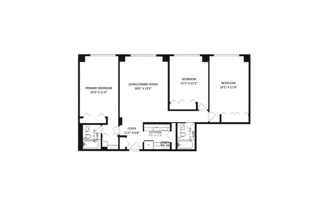 3 beds, 2 baths, $10,900, Unit 6P