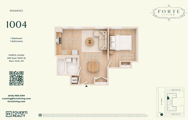 Forte Living - APT. 1402 | 2 BDR, 2 BR | 906 Sq Ft | Forte Living | East Harlem