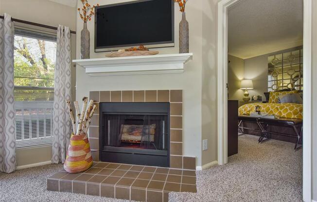 Fireplace at Beacon Ridge Apartments, PRG Real Estate Management, Greenville, South Carolina