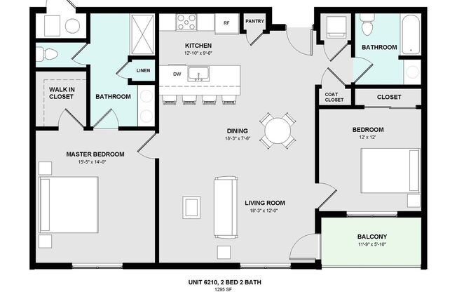 2 beds, 2 baths, 1,109 sqft, $2,075, Unit 6210