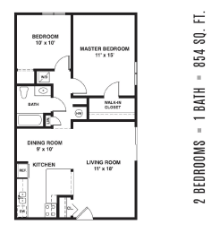 2 beds, 1 bath, 854 sqft, $2,290