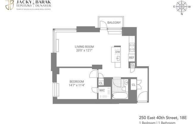 1 bed, 1 bath, 780 sqft, $4,395, Unit 18E