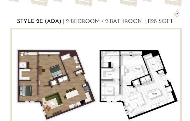 2 beds, 2 baths, 1,128 sqft, $1,995, Unit 215