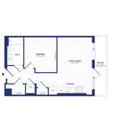 1 bed, 1 bath, 611 sqft, $1,952