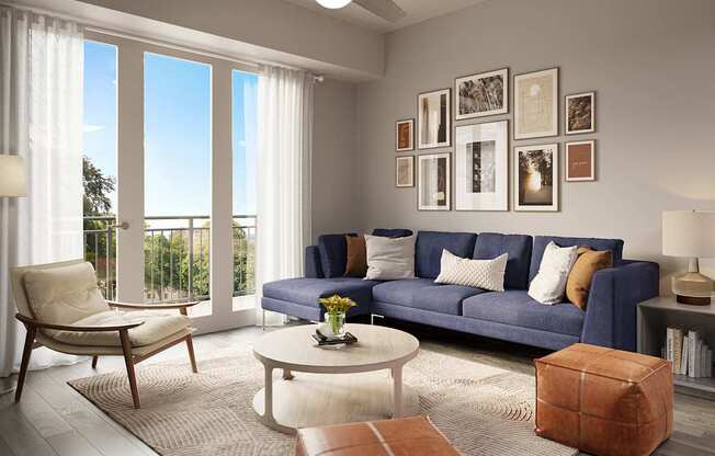 Spacious living rooms with ceiling fans