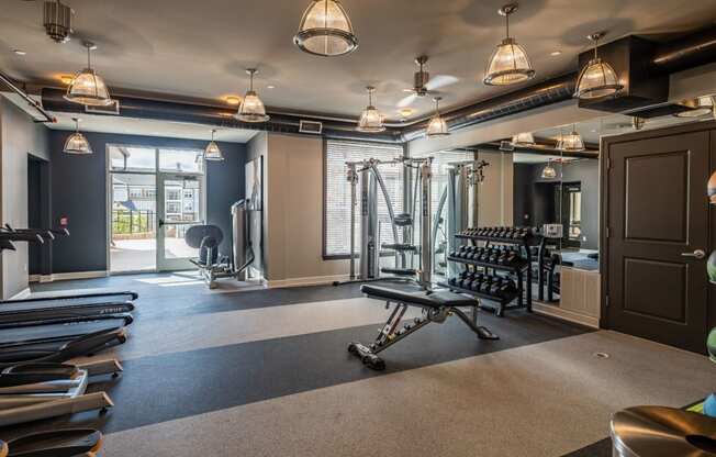 Fitness Center With Modern Equipment at Abberly CenterPointe Apartment Homes by HHHunt, Midlothian, VA, 23114