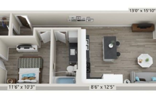 1 bed, 1 bath, 758 sqft, $1,695, Unit 303