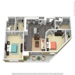 2 beds, 2 baths, 1,049 sqft, $3,733