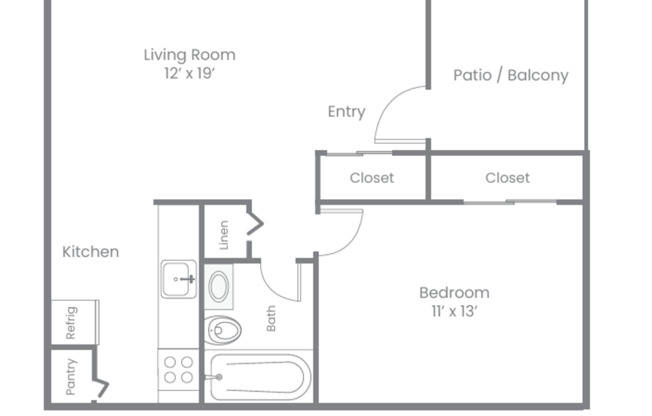 1 bed, 1 bath, 615 sqft, $850, Unit 2129-12